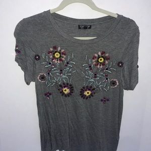 Topshop jeweled Flower T-shirt